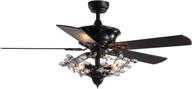 💡 enhance your space with moooni 50 inch reversible crystal ceiling fan: vintage chandelier fan light kit, black fandelier for bedroom living room логотип