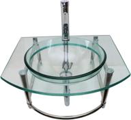 🚰 haiku glass wall mount console sink - round bowl wall hung bathroom vessel sink (23 3/4 inches) - clear tempered glass console with chrome faucet, pop up sink drain, and towel bar combo logo