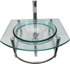 img 4 attached to 🚰 Haiku Glass Wall Mount Console Sink - Round Bowl Wall Hung Bathroom Vessel Sink (23 3/4 Inches) - Clear Tempered Glass Console with Chrome Faucet, Pop Up Sink Drain, and Towel Bar Combo