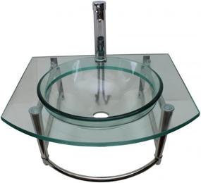 img 3 attached to 🚰 Haiku Glass Wall Mount Console Sink - Round Bowl Wall Hung Bathroom Vessel Sink (23 3/4 Inches) - Clear Tempered Glass Console with Chrome Faucet, Pop Up Sink Drain, and Towel Bar Combo