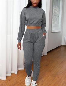 img 2 attached to 💪 Mizoci Women's 2 Piece Outfits: Stylish Workout Tracksuit with Long Sleeve Crop Top and Jogger Pants Set