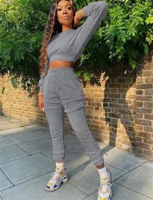 img 1 attached to 💪 Mizoci Women's 2 Piece Outfits: Stylish Workout Tracksuit with Long Sleeve Crop Top and Jogger Pants Set