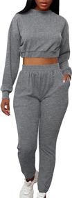 img 4 attached to 💪 Mizoci Women's 2 Piece Outfits: Stylish Workout Tracksuit with Long Sleeve Crop Top and Jogger Pants Set