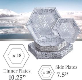 img 2 attached to 🍽️ Arctic Collection – Silver: Party Disposable 36 PC Dinnerware Set, 18 Dinner Plates, 18 Side Plates – Heavyweight Paper Plates with Hexagon Design for Upscale Wedding and Dining