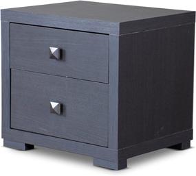 img 4 attached to Baxton Studio Wholesale Interiors Marco Contemporary 2-Drawer Nightstand, Brown: Sleek & Functional Bedroom Storage Solution!