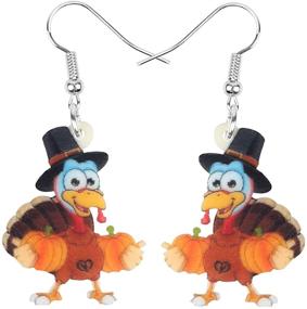 img 4 attached to NEWEI Acrylic Thanksgiving Anime Turkey Chicken Earrings for Women, Kids, Girls - Fashionable Charm Jewelry Gifts