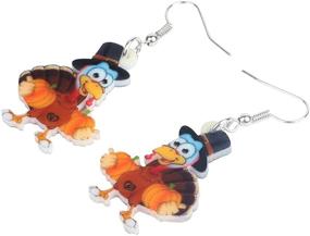 img 2 attached to NEWEI Acrylic Thanksgiving Anime Turkey Chicken Earrings for Women, Kids, Girls - Fashionable Charm Jewelry Gifts