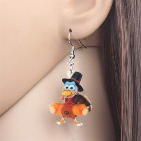 img 3 attached to NEWEI Acrylic Thanksgiving Anime Turkey Chicken Earrings for Women, Kids, Girls - Fashionable Charm Jewelry Gifts