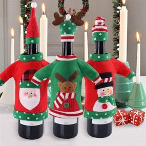 img 2 attached to 🎄 MyoE Christmas Wine Cover Sweater: Festive Ugly Wine Cover Trio for Holiday Party Decoration (3Pcs)