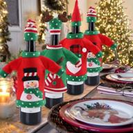 🎄 myoe christmas wine cover sweater: festive ugly wine cover trio for holiday party decoration (3pcs) логотип