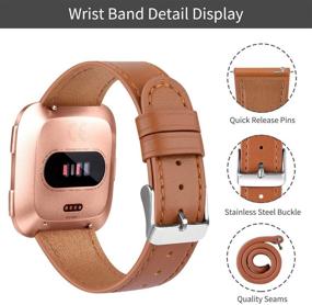 img 1 attached to 👟 2-Pack OwnZone Leather Bands for Fitbit Versa 2, Versa, Versa Lite - Classic Replacement Strap for Women and Men