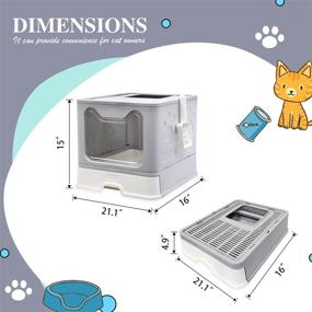 img 2 attached to 🐾 Naivees Jumbo Top Entry Covered Litter Box – Foldable Large Cat Litter Box with Lid, No Smell, Easy to Clean – Includes Shovel