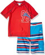 ☀️ stylish tommy bahama boys' rashguard and trunks swimsuit set - perfect for fun in the sun! logo