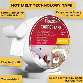 img 3 attached to 🔒 Double Sided Carpet Tape for Hardwood Floors and Area Rugs - Rug Grippers, Strong Adhesive and Removable, Heavy Duty Stickers Grip Tape, Residue Free - 2 Inch / 12 Yards