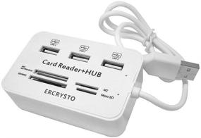 img 4 attached to 📱 Читатель карт ERCRYSTO и USB хаб: Высокоскоростной внешний картридер с 3 портами памяти в белом цвете