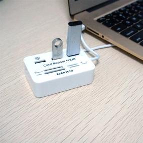 img 1 attached to 📱 Читатель карт ERCRYSTO и USB хаб: Высокоскоростной внешний картридер с 3 портами памяти в белом цвете