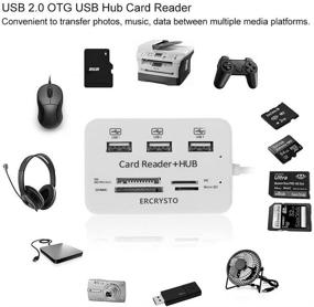 img 2 attached to 📱 Читатель карт ERCRYSTO и USB хаб: Высокоскоростной внешний картридер с 3 портами памяти в белом цвете