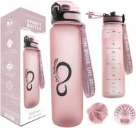 🌹 live infinitely 34 oz gym water bottle with time marker and fruit infuser - bpa free 1 liter - rose 34oz logo