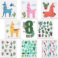 set of 8 reusable swedish kitchen dishcloths - absorbent sponge cleaning cloths for kitchen cleaning, llama cactus design - no odor dishcloth - 8 styles available logo