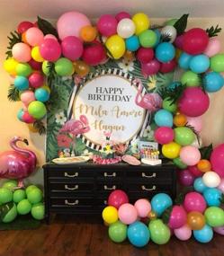 img 1 attached to 🎈 100pcs Balloon Garland &amp; Arch Kit for Hawaii Party Flamingo Party-100pcs Latex Balloons, 16 Ft Arch Balloon Decorating Strip Tape for Moana Party Tropical Party Fruit Party - Enhanced SEO