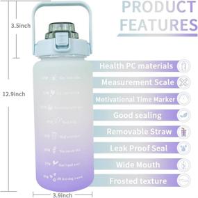 img 2 attached to 💜 Large 64 oz Purple Water Bottle with Straw and Handle - Tie Dye Reusable Gym Water Jug | Time Encouraging Measurements | Daily & Hourly Goals Water Intake Bottle to Drink | By Tylola