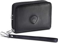 alban leather wristlet wallet with 👛 zipper - handbags & wallets for women logo