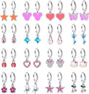 🦄 aganippe unicorn earrings set: hypoallergenic dangle hoops & studs for girls, teens, and women - 16/24 pairs logo