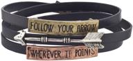 🎯 lux accessories stylish faux leather wrap bracelet with follow your arrow design logo