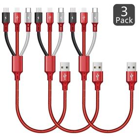 img 4 attached to 🔌 Кабель быстрой зарядки 3A, ASICEN 3-в-1 Мульти USB Зарядное Устройство для IP/Micro-USB/Type-C Порт - Совместим с Мобильными Телефонами, Планшетами, Samsung Galaxy, LG, Pixel, Huawei, HTC, OnePlus (1 фут/35 см)