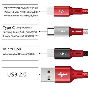 img 2 attached to 🔌 Кабель быстрой зарядки 3A, ASICEN 3-в-1 Мульти USB Зарядное Устройство для IP/Micro-USB/Type-C Порт - Совместим с Мобильными Телефонами, Планшетами, Samsung Galaxy, LG, Pixel, Huawei, HTC, OnePlus (1 фут/35 см)