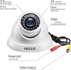 img 3 attached to 📷 High Definition ZOSI 1080p Dome Security Cameras: Hybrid 4-in-1 HD-CVI/TVI/AHD/960H Analog CVBS, 2MP Day/Night Weatherproof Surveillance CCTV Camera for Outdoor/Indoor with Up to 80FT Night Vision