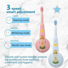 img 2 attached to 🦷 Enhance Your Child's Oral Health with the Rechargeable Kids Sonic Electric Toothbrush - 3 Soft Bristles + 3 Modes + 2 Min Timer - Pink (Age 3-12)