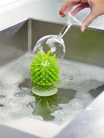 img 1 attached to 🧼 Gray Joseph Joseph Kitchen Bottle Scrub Brush with Suction Cup - Efficient/Cleansing/Polishing Glass Bottles