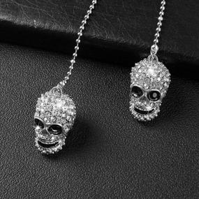 img 4 attached to 🚗 Enhance Your Ride with Alotex Bling Car Accessories: White Skull Hanging Car Charms for Rear View Mirror - Lucky Crystal Car Decoration for Women & Men