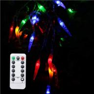 🌶️ multicolor chili pepper string lights - amants01: 40 leds, remote control, 8 modes, battery operated for home, gardens, patios decoration, wedding, xmas, chinese new year логотип