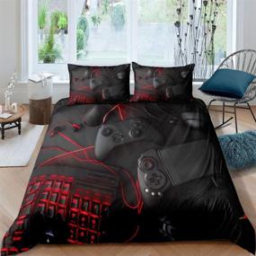 img 4 attached to Modern Sci-Fi Gamepad Comforter Cover Set: Queen Size Game Console Bedding for Teen Boys - Video Game Controller Quilt with 2 Pillowcases and Zipper Ties