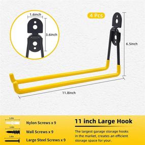 img 3 attached to 🔩 11-Inch Sposuit Heavy Duty Garage Storage Hooks - Wall Mount Utility Hooks for Garden Tools, Power Tools, Ladders, Bikes, Bulk Items, Ropes, and More