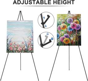 img 1 attached to 🖼️ 63-inch Portable Black Metal Display Easel Stand for Wedding Sign, Poster, and Art - Adjustable Floor Easel