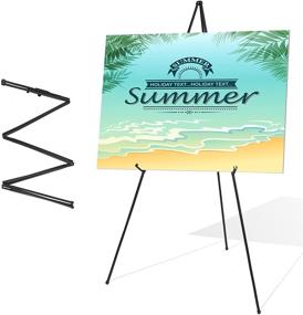 img 4 attached to 🖼️ 63-inch Portable Black Metal Display Easel Stand for Wedding Sign, Poster, and Art - Adjustable Floor Easel