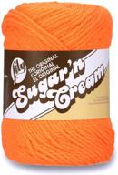 🔥 lily 10200101628 sugar 'n cream the original solid yarn, 2.5oz, medium 4 gauge, 100% cotton - hot orange, machine wash & dry logo