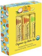 🐝 the naked bee assorted scent organic lip balm 3-pack - moisturizing lip care set, 0.45 oz each logo