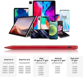 img 1 attached to 🖍️ Красный стилус карандаш с подавлением прикосновений ладони для iPad Air 4-го поколения 2020 года и модели 10,9 дюйма, совместимый с Apple Pencil, тонкий наконечник для рисования, подходит для серии iPad 2018-2020.