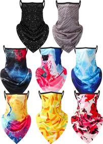 img 4 attached to 🧣 8-Piece Unisex Cooling Neck Gaiters Scarf Shield Set with Ear Loops - Balaclava Style, 8 Unique Designs