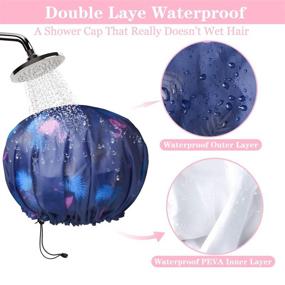 img 1 attached to 🚿 Extra Large & Adjustable 3 Packs Shower Cap - Double Layer Waterproof Hair Cap for Women with Oversized Design, Adjustable Hem and EVA Lining