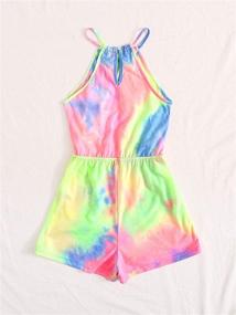 img 3 attached to 🌈 Trendy Romwe Girl's Tie Dye Sleeveless Halter Neck Cami Romper Jumpsuit - Casual Chic Fashion