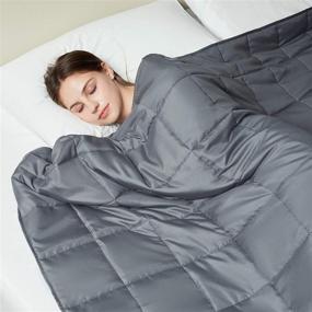 img 4 attached to 🛌 L LOVSOUL Weighted Blanket: Breathable Fabric with Premium Glass Beads - Dark Grey, 48"x72" 15lbs - Ideal for Adults (~140lb) Use on Twin/Full Bed
