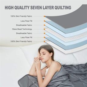 img 3 attached to 🛌 L LOVSOUL Weighted Blanket: Breathable Fabric with Premium Glass Beads - Dark Grey, 48"x72" 15lbs - Ideal for Adults (~140lb) Use on Twin/Full Bed