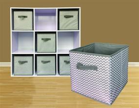 img 1 attached to 📦 Sodynee 6 Pack Grey Zig Zag Strip Foldable Cloth Storage Cube Organizer Bins Containers Drawers