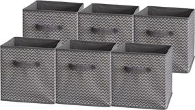 img 3 attached to 📦 Sodynee 6 Pack Grey Zig Zag Strip Foldable Cloth Storage Cube Organizer Bins Containers Drawers