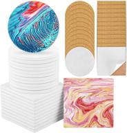 🎨 ceramic craft coasters set - 24 pack white unglazed 4-inch tiles with cork backing pads - includes square and round coasters for diy arts and crafts projects logo